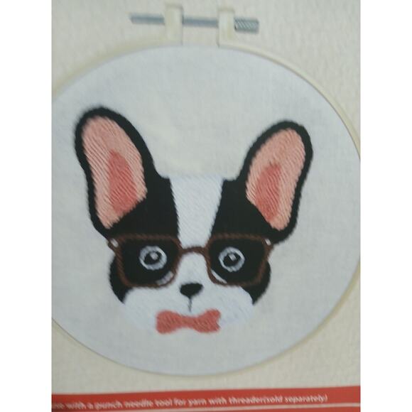 NEW Sealed Boston Terrier / French Bulldog Punch Needle Kit 8" x 8" - Picture 4 of 7